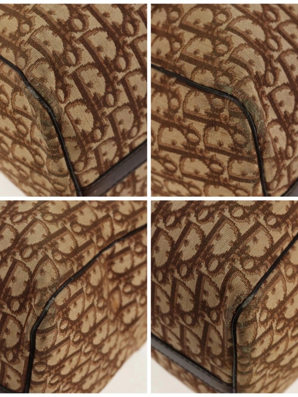 Christian Dior Trotter Canvas Boston Bag Beige Gold Auth 157139 - Picture 14 of 16